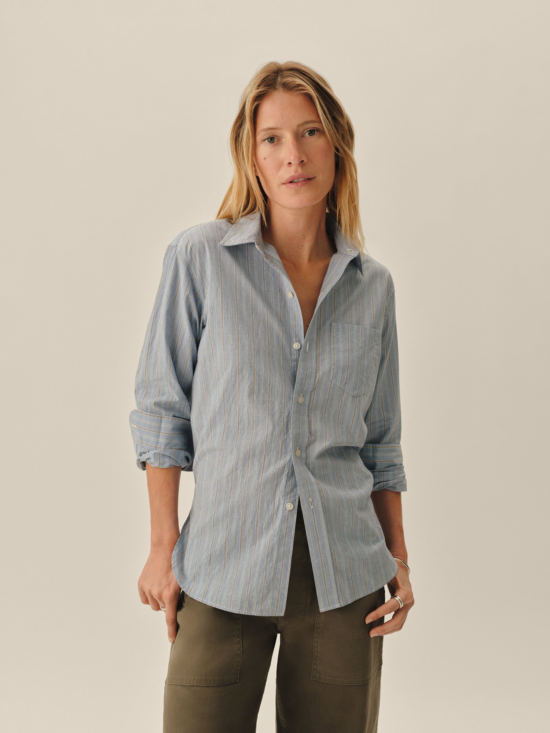 blue / ochre fleetwood stripe